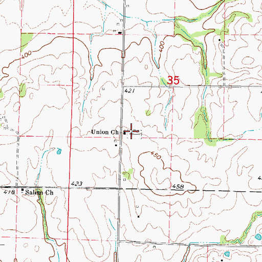 Topographic Map of Union Cemetery, IL