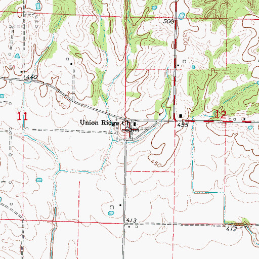 Topographic Map of Union Ridge Cemetery, IL