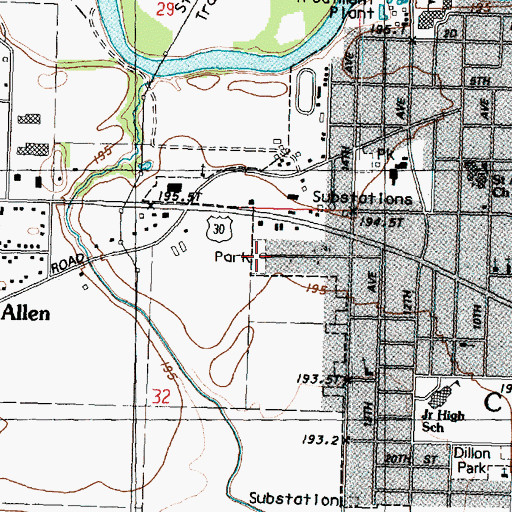 Topographic Map of Bennett Park, IL