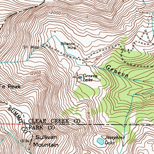 Topographic Map of Geneva Lake, CO
