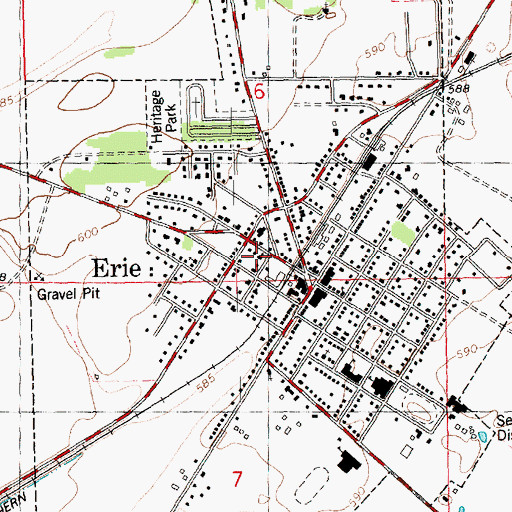 Topographic Map of Erie Baptist Church, IL
