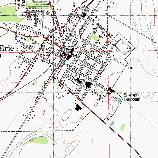 Topographic Map of Erie Elementary School, IL