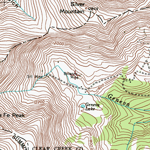 Topographic Map of Britannic Mine, CO