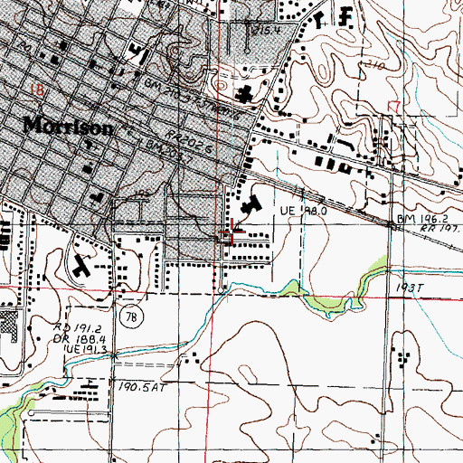 Topographic Map of First Baptist Church, IL