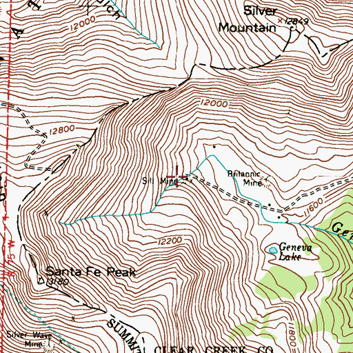 Topographic Map of Sill Mine, CO