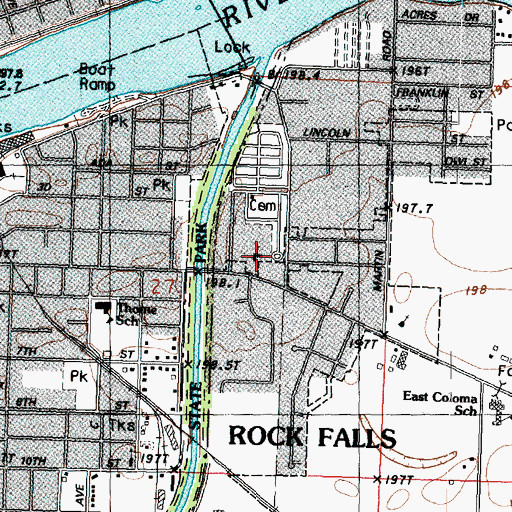 Topographic Map of First Congregational Church of Rock Falls, IL