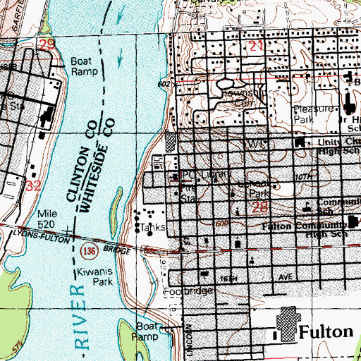 Topographic Map of Fulton Post Office, IL