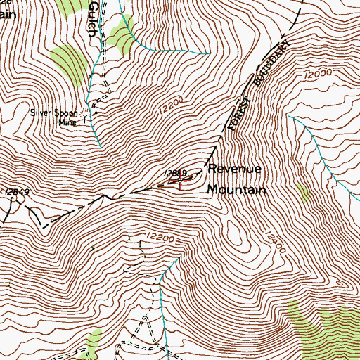 Topographic Map of Revenue Mountain, CO