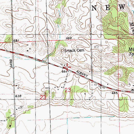 Topographic Map of Kingsbury Post Office (historical), IL