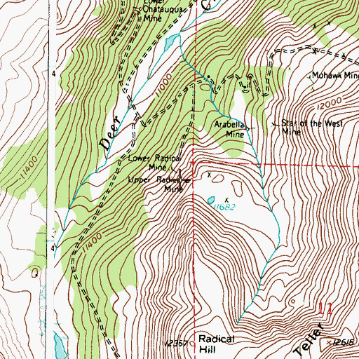Topographic Map of Upper Radical Mine, CO