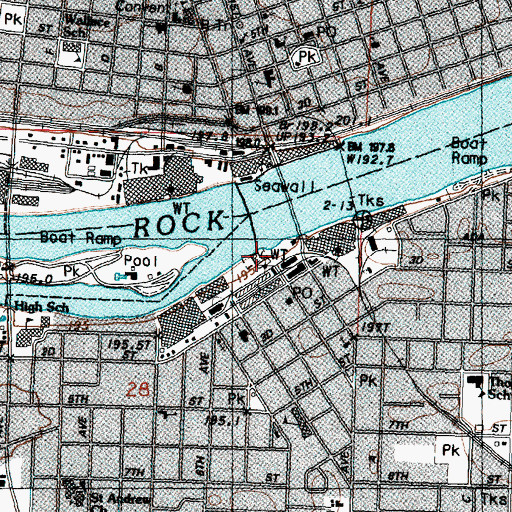 Topographic Map of Lower Dam Park, IL