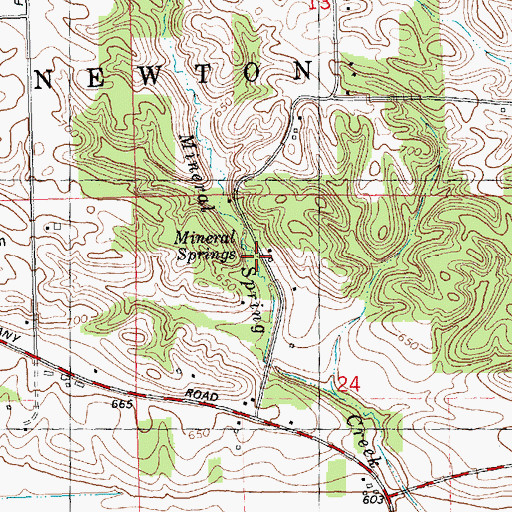 Topographic Map of Mineral Springs (historical), IL