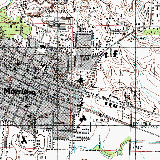 Topographic Map of Morrison Community Hospital, IL