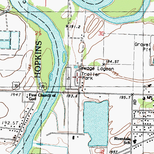 Topographic Map of Riverside Mobile Home Estates, IL