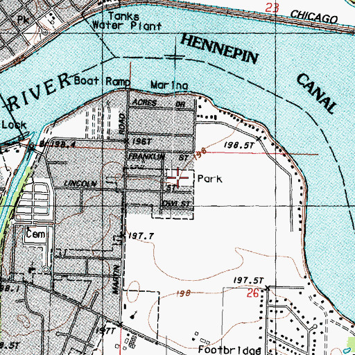 Topographic Map of Rock Falls Rotary Park, IL