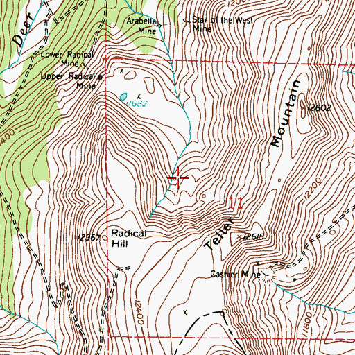 Topographic Map of Star of the West Mine, CO
