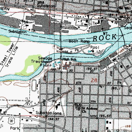 Topographic Map of Rock Falls Township High School, IL