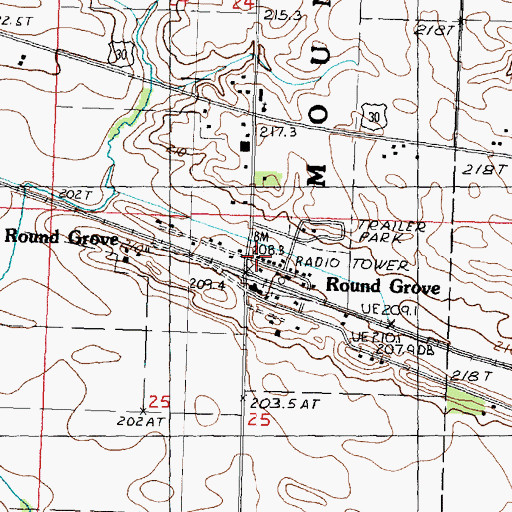 Topographic Map of Round Grove Post Office (historical), IL
