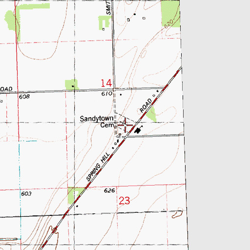 Topographic Map of Shady Town Cemetery, IL