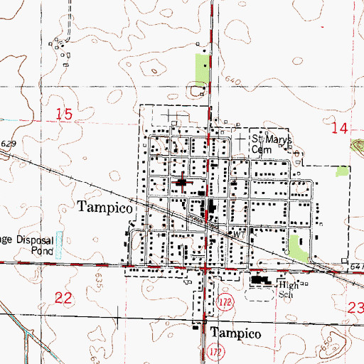 Topographic Map of Tampico Elementary School, IL