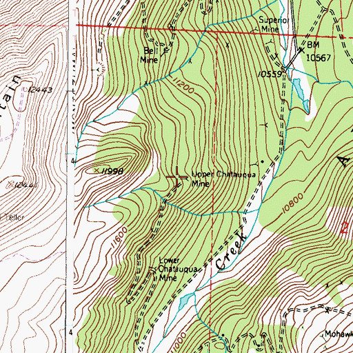 Topographic Map of Upper Chatauqua Mine, CO