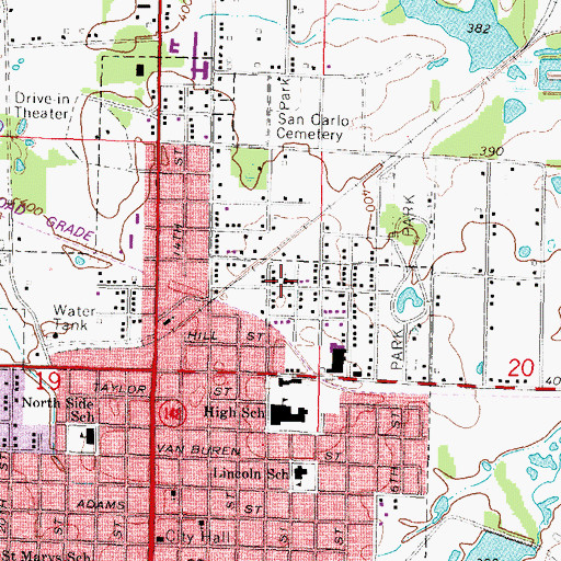 Topographic Map of Bryan Street Baptist Church, IL