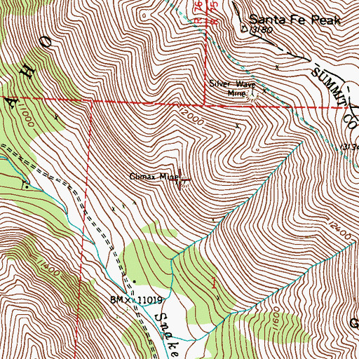 Topographic Map of Climax Mine, CO