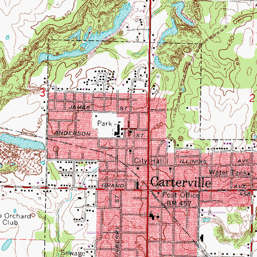 Topographic Map of Carterville United Methodist Church, IL