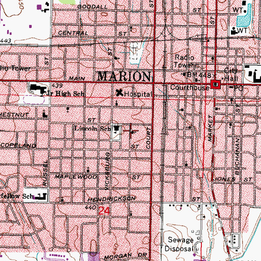 Topographic Map of Church of Christ, IL