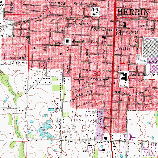 Topographic Map of Church of God, IL