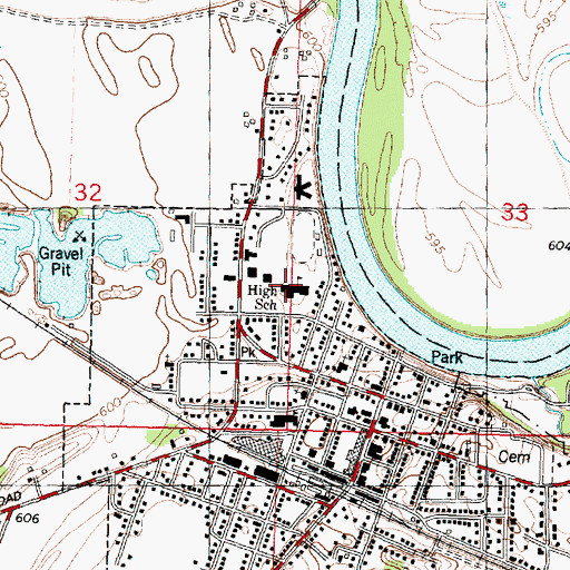 Topographic Map of Prophetstown High School, IL
