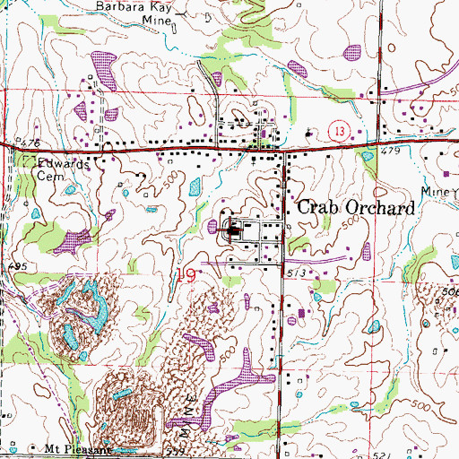 Topographic Map of Crab Orchard High School, IL