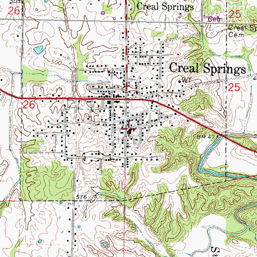 Topographic Map of Creal Springs Elementary School, IL