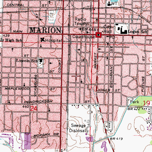 Topographic Map of Douglas School (historical), IL