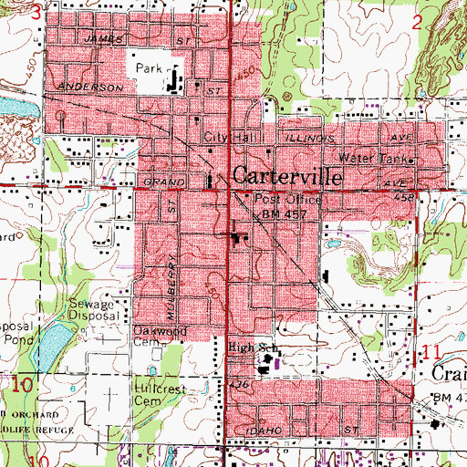 Topographic Map of First Baptist Church, IL