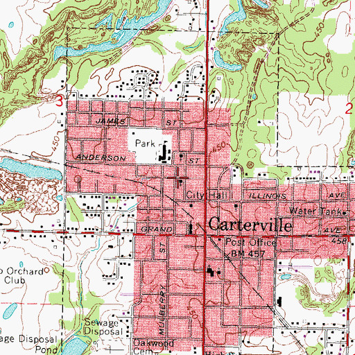 Topographic Map of First Christian Church, IL