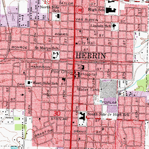 Topographic Map of First Christian Church, IL