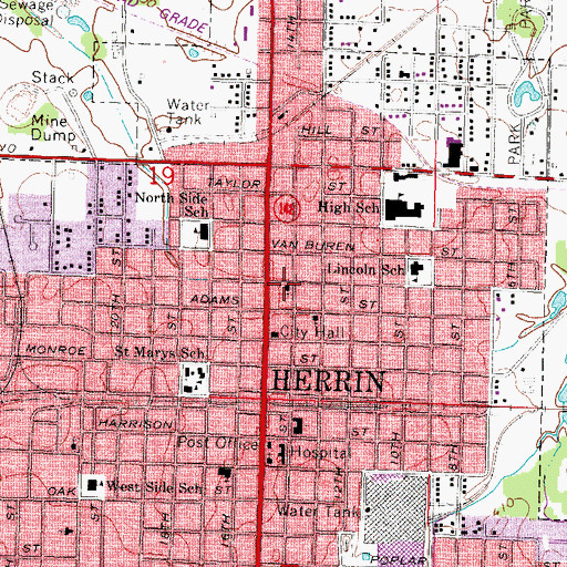 Topographic Map of First Presbyterian Church, IL