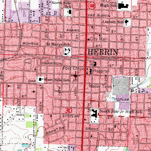 Topographic Map of First United Methodist Church, IL