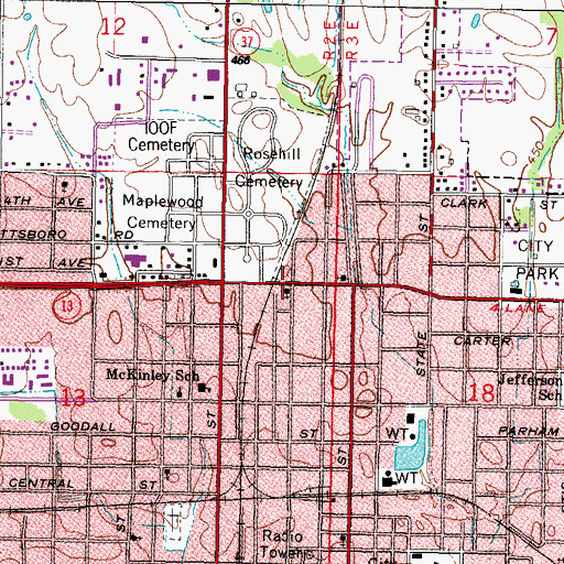 Topographic Map of Full Gospel Tabernacle, IL
