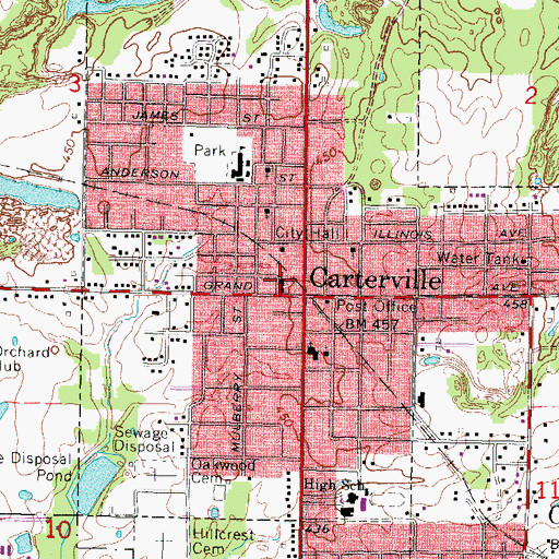 Topographic Map of Grand Avenue Baptist Church, IL