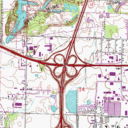 Topographic Map of Interchange 54, IL