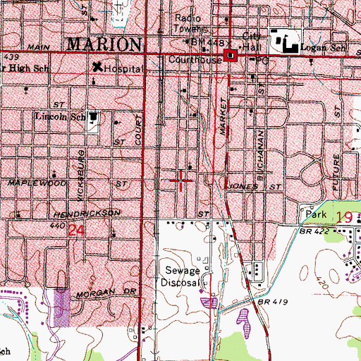 Topographic Map of John W Jones Park, IL