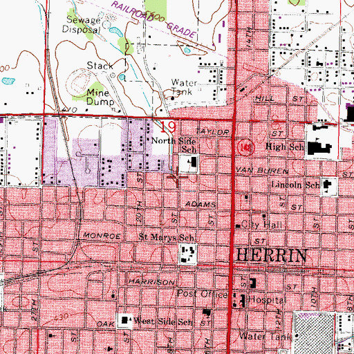 Topographic Map of Kingdom Hall of Jehovahs Witnesses, IL