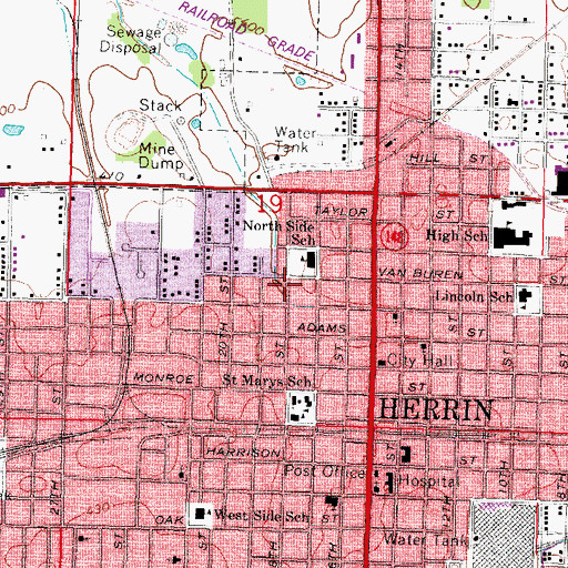 Topographic Map of Kingdom Hall of Jehovahs Witnesses, IL