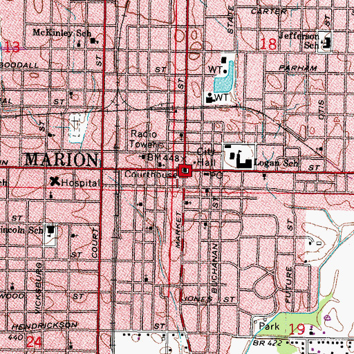 Topographic Map of Orpheum Theater (historical), IL