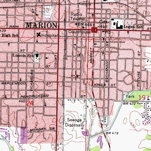 Topographic Map of Pauls Chapel Missionary Baptist Church, IL