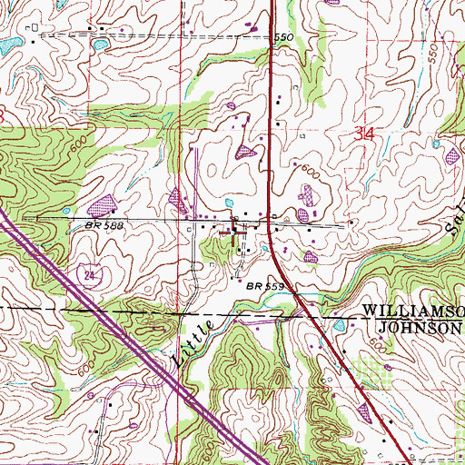 Topographic Map of Pulleys Mill Pentecostal Church, IL