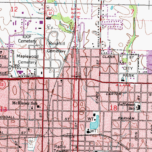 Topographic Map of Reorganized Church of Jesus Christ of Latter Day Saints, IL