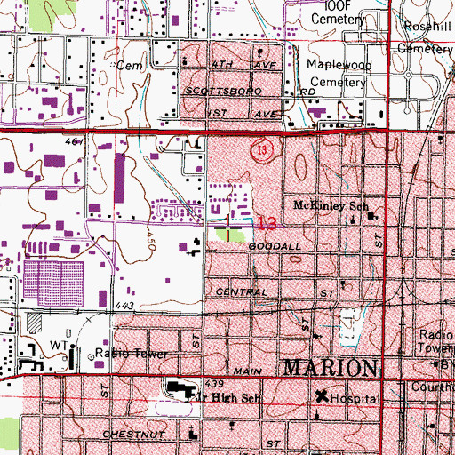 Topographic Map of Russell Street Park, IL